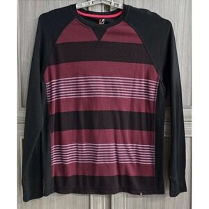 Amplify Men's Long Sleeve Fleck Thermal Black Maroon  Pullover Shirt XL